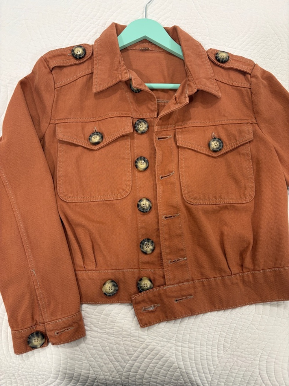 Free People Eisenhower Terracotta Denim Jacket - Picture 3 of 10